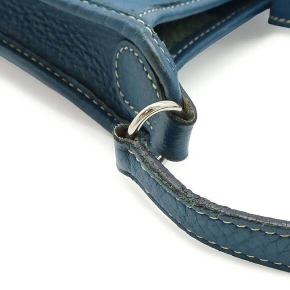 HERMES Vespa TPM Shoulder Bag Pochette in Togo Leather, Blue, G Stamp - Picture 7 of 10
